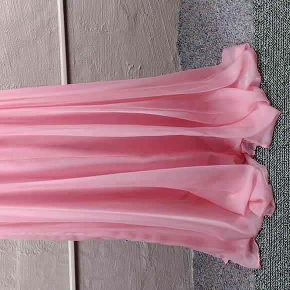 Rachel Allan Pink Crystal Embellished Two Piece Cropped Halter Maxi Skirt Set - Picture 11 of 16